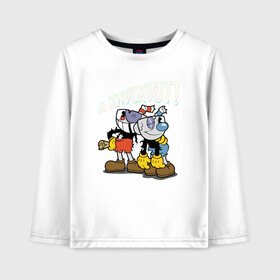 Детский лонгслив хлопок с принтом CUPHEAD в городе Новоалтайск, 100% хлопок | круглый вырез горловины, полуприлегающий силуэт, длина до линии бедер | art | cartoon | cup | cuphead | devil | dice | game | king | mugman | the | арт | бос | босс | голова | демон | дьявол | игра | капхед | магмен | мультик | мультфильм | платформер | чаша | чашка | человек | черт