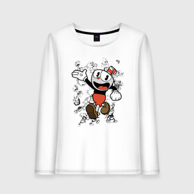 Женский лонгслив хлопок с принтом CUPHEAD в городе Новоалтайск, 100% хлопок |  | art | cartoon | cup | cuphead | devil | dice | game | king | mugman | the | арт | бос | босс | голова | демон | дьявол | игра | капхед | магмен | мультик | мультфильм | платформер | чаша | чашка | человек | черт