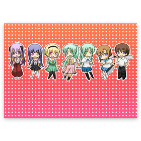 Поздравительная открытка с принтом Higurashi no Naku Koro ni в городе Новоалтайск, 100% бумага | плотность бумаги 280 г/м2, матовая, на обратной стороне линовка и место для марки
 | Тематика изображения на принте: anime | higurashi no naku koro ni | аниме | анимэ | безумие | близняшки | детектив | когда плачут цикады | майбара | маэбара | мион | рена | рика | рюгу рена | сато | сатоко | сверхъестественное | сонодзаки шион