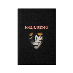 Обложка для паспорта матовая кожа с принтом Алукард (Hellsing) в городе Новоалтайск, натуральная матовая кожа | размер 19,3 х 13,7 см; прозрачные пластиковые крепления | алукард | вампир | клыки | надпись | очки | хеллсинг