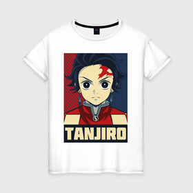 Женская футболка хлопок с принтом Tanjirou Kimetsu no Yaiba в городе Новоалтайск, 100% хлопок | прямой крой, круглый вырез горловины, длина до линии бедер, слегка спущенное плечо | demon slayer | kamado | kimetsu no yaiba | nezuko | tanjiro | аниме | гию томиока | зеницу агацума | иноске хашибира | камадо | клинок | корзинная девочка | манга | музан кибуцуджи | незуко | рассекающий демонов | танджиро