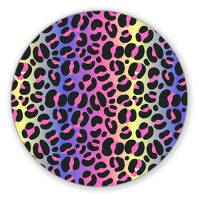 Коврик для мышки круглый с принтом Neon Leopard Pattern в городе Новоалтайск, резина и полиэстер | круглая форма, изображение наносится на всю лицевую часть | africa | afrika | gradient | summer | tropical | африка | африканский узор | градиент | леопард | леопардовый узор | лето | неон | неоновое свечение | паттерт | пятна | разные цвета | саванна | тропики | тропический узор