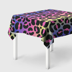 Скатерть 3D с принтом Neon Leopard Pattern в городе Новоалтайск, 100% полиэстер (ткань не мнется и не растягивается) | Размер: 150*150 см | Тематика изображения на принте: africa | afrika | gradient | summer | tropical | африка | африканский узор | градиент | леопард | леопардовый узор | лето | неон | неоновое свечение | паттерт | пятна | разные цвета | саванна | тропики | тропический узор