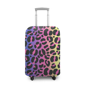 Чехол для чемодана 3D с принтом Neon Leopard Pattern в городе Новоалтайск, 86% полиэфир, 14% спандекс | двустороннее нанесение принта, прорези для ручек и колес | africa | afrika | gradient | summer | tropical | африка | африканский узор | градиент | леопард | леопардовый узор | лето | неон | неоновое свечение | паттерт | пятна | разные цвета | саванна | тропики | тропический узор