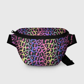 Поясная сумка 3D с принтом Neon Leopard Pattern в городе Новоалтайск, 100% полиэстер | плотная ткань, ремень с регулируемой длиной, внутри несколько карманов для мелочей, основное отделение и карман с обратной стороны сумки застегиваются на молнию | africa | afrika | gradient | summer | tropical | африка | африканский узор | градиент | леопард | леопардовый узор | лето | неон | неоновое свечение | паттерт | пятна | разные цвета | саванна | тропики | тропический узор