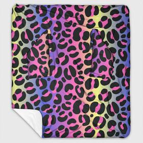 Плед с рукавами с принтом Neon Leopard Pattern в городе Новоалтайск, 100% полиэстер | Закругленные углы, все края обработаны. Ткань не мнется и не растягивается. Размер 170*145 | africa | afrika | gradient | summer | tropical | африка | африканский узор | градиент | леопард | леопардовый узор | лето | неон | неоновое свечение | паттерт | пятна | разные цвета | саванна | тропики | тропический узор