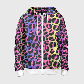 Детская толстовка 3D на молнии с принтом Neon Leopard Pattern в городе Новоалтайск, 100% полиэстер |  манжеты и пояс оформлены широкой мягкой резинкой, двухслойный капюшон со шнурком для регулировки, спереди карманы и застежка-молния
 | Тематика изображения на принте: africa | afrika | gradient | summer | tropical | африка | африканский узор | градиент | леопард | леопардовый узор | лето | неон | неоновое свечение | паттерт | пятна | разные цвета | саванна | тропики | тропический узор
