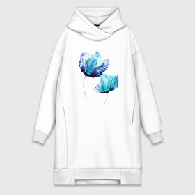 Платье-худи хлопок с принтом Синие цветы | Blue Flowers в городе Новоалтайск,  |  | blue | flower | синий | синий цветок | цвет | цветок | цветы