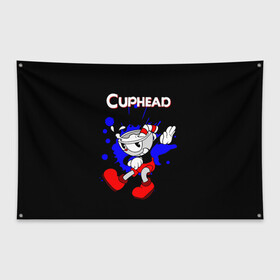 Флаг-баннер с принтом Cuphead в городе Новоалтайск, 100% полиэстер | размер 67 х 109 см, плотность ткани — 95 г/м2; по краям флага есть четыре люверса для крепления | cup head | cuphead | run and gun | детям | капхед | капхэд | логотипы игр | персонажи игр | чашка