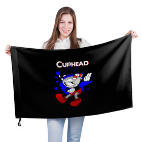 Флаг 3D с принтом Cuphead в городе Новоалтайск, 100% полиэстер | плотность ткани — 95 г/м2, размер — 67 х 109 см. Принт наносится с одной стороны | cup head | cuphead | run and gun | детям | капхед | капхэд | логотипы игр | персонажи игр | чашка