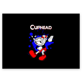 Поздравительная открытка с принтом Cuphead в городе Новоалтайск, 100% бумага | плотность бумаги 280 г/м2, матовая, на обратной стороне линовка и место для марки
 | cup head | cuphead | run and gun | детям | капхед | капхэд | логотипы игр | персонажи игр | чашка