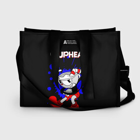 Сумка-шоппер 3D с принтом Cuphead в городе Новоалтайск, 100% полиэстер | застегивается на металлическую кнопку; внутренний карман застегивается на молнию. Стенки укреплены специальным мягким материалом, чтобы защитить содержимое от несильных ударов
 | cup head | cuphead | run and gun | детям | капхед | капхэд | логотипы игр | персонажи игр | чашка
