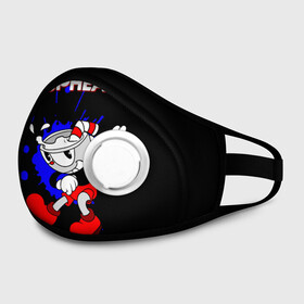 Маска из неопрена с принтом Cuphead в городе Новоалтайск, неопрен 100% | Форма огибающая нос. Резинки для ушей с дополнительной резинкой на затылке. Клапан для выдоха для активного дыхания при занятиях спортом. Эластичный материал маски и окантовки для лучшего растяжения и прилегания маски.  | cup head | cuphead | run and gun | детям | капхед | капхэд | логотипы игр | персонажи игр | чашка