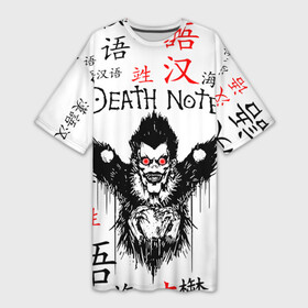 Платье-футболка 3D с принтом ТЕТРАДЬ СМЕРТИ в городе Новоалтайск,  |  | anime | death note | аниме | кира | лайт ягами | манга | миса аманэ | михаэль кэл | ниа | рэм. | рюк