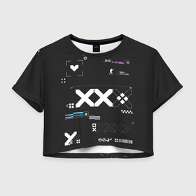 Женская футболка Crop-top 3D с принтом Printstream style | Поток информации (Белизна_0.5,Чернота_1,Перламутр_1) в городе Новоалтайск, 100% полиэстер | круглая горловина, длина футболки до линии талии, рукава с отворотами | 0x000000123 | csgo | m4a1 s | printstream | ксго | поток информации | принтстрим
