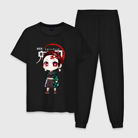 Мужская пижама хлопок с принтом Kamado Tanjirou Kimetsu no Yaiba в городе Новоалтайск, 100% хлопок | брюки и футболка прямого кроя, без карманов, на брюках мягкая резинка на поясе и по низу штанин
 | demon slayer | kamado | kimetsu no yaiba | nezuko | tanjiro | аниме | гию томиока | зеницу агацума | иноске хашибира | камадо | клинок | корзинная девочка | манга | музан кибуцуджи | незуко | рассекающий демонов | танджиро