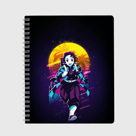 Тетрадь с принтом Танджиро Камадо Kimetsu no Yaiba в городе Новоалтайск, 100% бумага | 48 листов, плотность листов — 60 г/м2, плотность картонной обложки — 250 г/м2. Листы скреплены сбоку удобной пружинной спиралью. Уголки страниц и обложки скругленные. Цвет линий — светло-серый
 | demon slayer | kamado | kimetsu no yaiba | nezuko | tanjiro | аниме | гию томиока | зеницу агацума | иноске хашибира | камадо | клинок | корзинная девочка | манга | музан кибуцуджи | незуко | рассекающий демонов | танджиро