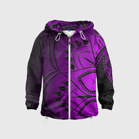 Детская ветровка 3D с принтом Сирень 3D в городе Новоалтайск, 100% полиэстер | подол и капюшон оформлены резинкой с фиксаторами, по бокам два кармана без застежек, один потайной карман на груди | абстракция | лепестки | минимализм | текстура | узор | цветок