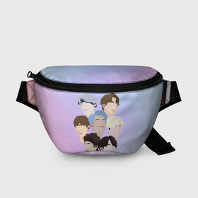 Поясная сумка 3D с принтом БТС Bangtan Boys BTS в городе Новоалтайск, 100% полиэстер | плотная ткань, ремень с регулируемой длиной, внутри несколько карманов для мелочей, основное отделение и карман с обратной стороны сумки застегиваются на молнию | bangtan | bangtan boys | boys | bts | minimalist | бангтан | бтс | группа бтс