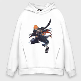 Мужское худи Oversize хлопок с принтом Ichigo Kurosaki Bleach в городе Новоалтайск, френч-терри — 70% хлопок, 30% полиэстер. Мягкий теплый начес внутри —100% хлопок | боковые карманы, эластичные манжеты и нижняя кромка, капюшон на магнитной кнопке | anime | bleach | hero | ichigo kurosaki | manga | блич | герой | ичиго куросаки