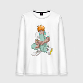 Мужской лонгслив хлопок с принтом Ичиго в городе Новоалтайск, 100% хлопок |  | anime | bleach | hero | ichigo kurosaki | manga | блич | герой | ичиго куросаки