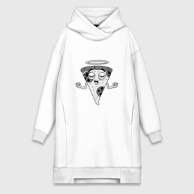 Платье-худи хлопок с принтом Святая Пицца в городе Новоалтайск,  |  | angel | art | cheese pizza | funny | holy pizza | pepperoni | pizza lover | retro | sacred | ангел | арт | вознесение | иллюстрация | люблю пиццу | пицца без ананасов | пицца с ананасами | прикол | ретро | рисунок пиццы | священная пицца