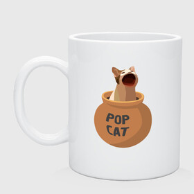 Кружка керамическая с принтом Pop Cat (орущий кот в горшке) в городе Новоалтайск, керамика | объем — 330 мл, диаметр — 80 мм. Принт наносится на бока кружки, можно сделать два разных изображения | cat | pop cat | wide mouthed popping cat | буп | кот | котик