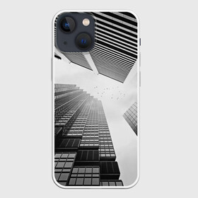Чехол для iPhone 13 mini с принтом Минимализм в городе Новоалтайск,  |  | архитектура | город | здания | минимализм | небо | фото | черно белое