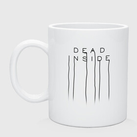 Кружка керамическая с принтом DEAD INSIDE | DEATH STRANDING  в городе Новоалтайск, керамика | объем — 330 мл, диаметр — 80 мм. Принт наносится на бока кружки, можно сделать два разных изображения | Тематика изображения на принте: dead inside | dont open | гуль | дед инсайт | дединсайт | дэд инсайт | дэдинсайт | интроверт | кен канеки | мертв внутри | мертвый внутри