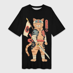 Платье-футболка 3D с принтом Shogun Cat в городе Новоалтайск,  |  | cat | cats | japan | ninja | samurai | shogun | yakuza | катана | кот | котенок | коты | котэ | котята | кошка | ниндзя | самурай | сёгун | якудза | япония