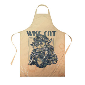 Фартук 3D с принтом Wise cat в городе Новоалтайск, 100% полиэстер | общий размер — 65 х 85 см, ширина нагрудника — 26 см, горловина — 53 см, длина завязок — 54 см, общий обхват в поясе — 173 см. Принт на завязках и на горловине наносится с двух сторон, на основной части фартука — только с внешней стороны | steampunk | арт | графика | обои | плакат | постер | стимпанк