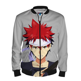 Мужской бомбер 3D с принтом Food wars Shokugeki no Soma в городе Новоалтайск, 100% полиэстер | застегивается на молнию, по бокам два кармана без застежек, по низу бомбера и на воротнике - эластичная резинка | Тематика изображения на принте: anime | cook | food | food wars | manga | shokugeki no soma | аниме | еда | кулинарные поединки сомы | кухня | манга | повар | повар боец сома