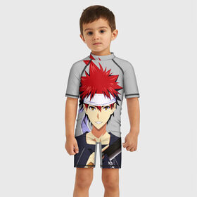 Детский купальный костюм 3D с принтом Food wars Shokugeki no Soma в городе Новоалтайск, Полиэстер 85%, Спандекс 15% | застежка на молнии на спине | Тематика изображения на принте: anime | cook | food | food wars | manga | shokugeki no soma | аниме | еда | кулинарные поединки сомы | кухня | манга | повар | повар боец сома