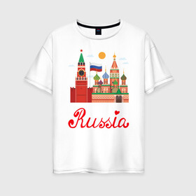 Женская футболка хлопок Oversize с принтом Патриот России в городе Новоалтайск, 100% хлопок | свободный крой, круглый ворот, спущенный рукав, длина до линии бедер
 | Тематика изображения на принте: devoted to the motherland | i love my homeland | i love russia | motherland | patriot | patriotism | russia | люблю свою родину | патриот | патриотизм | преданный отчизне | родина | россия | я люблю россию
