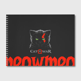 Альбом для рисования с принтом Cat of war в городе Новоалтайск, 100% бумага
 | матовая бумага, плотность 200 мг. | Тематика изображения на принте: cat | gad of war | game | games | god of war | god of wor | атрей | атрэй | бог войны | игра | игры | кот | котёнок | кошки | кратос