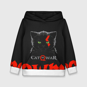 Детская толстовка 3D с принтом Cat of war в городе Новоалтайск, 100% полиэстер | двухслойный капюшон со шнурком для регулировки, мягкие манжеты на рукавах и по низу толстовки, спереди карман-кенгуру с мягким внутренним слоем | Тематика изображения на принте: cat | gad of war | game | games | god of war | god of wor | атрей | атрэй | бог войны | игра | игры | кот | котёнок | кошки | кратос