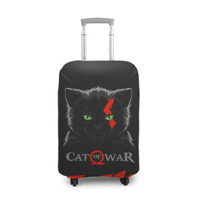 Чехол для чемодана 3D с принтом Cat of war в городе Новоалтайск, 86% полиэфир, 14% спандекс | двустороннее нанесение принта, прорези для ручек и колес | cat | gad of war | game | games | god of war | god of wor | атрей | атрэй | бог войны | игра | игры | кот | котёнок | кошки | кратос