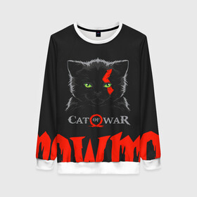 Женский свитшот 3D с принтом Cat of war в городе Новоалтайск, 100% полиэстер с мягким внутренним слоем | круглый вырез горловины, мягкая резинка на манжетах и поясе, свободная посадка по фигуре | cat | gad of war | game | games | god of war | god of wor | атрей | атрэй | бог войны | игра | игры | кот | котёнок | кошки | кратос