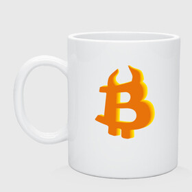 Кружка керамическая с принтом Btc год быка в городе Новоалтайск, керамика | объем — 330 мл, диаметр — 80 мм. Принт наносится на бока кружки, можно сделать два разных изображения | 2021 | bitcoin | btc | б | битиси | биткоин | год быка | желтый | коин | новый биткоин | рогатый