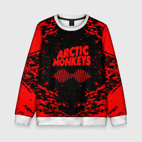 Детский свитшот 3D с принтом arctic monkeys в городе Новоалтайск, 100% полиэстер | свободная посадка, прямой крой, мягкая тканевая резинка на рукавах и понизу свитшота | arctic monkeys | arctic monkeys live | do i wanna know | domino | domino records | full album | lyrics | mardy bum | whyd you only call me when youre high | арктические обезьяны | домино пластинки | полный альбом | тексты песен