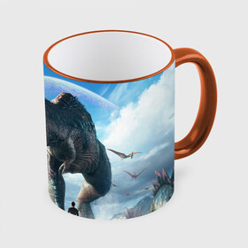 Кружка с принтом Ark Survival Evolved в городе Новоалтайск, керамика | ёмкость 330 мл | ark | ark survival | dino | t rex | арк | арк сурвайвал | дино | динозавр | динозавры | спинозавр | тираннозавр