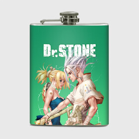Фляга с принтом Dr Stone в городе Новоалтайск, металлический корпус | емкость 0,22 л, размер 125 х 94 мм. Виниловая наклейка запечатывается полностью | dr. stone | kohaku | senku | taiju | доктор стоун | исигами сэнку | кохаку | сэнку | тайдзю | цукаса