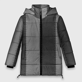 Женская зимняя куртка Oversize с принтом Skin Stripes в городе Новоалтайск, верх — 100% полиэстер; подкладка — 100% полиэстер; утеплитель — 100% полиэстер | длина ниже бедра, силуэт Оверсайз. Есть воротник-стойка, отстегивающийся капюшон и ветрозащитная планка. 

Боковые карманы с листочкой на кнопках и внутренний карман на молнии | black and gray | skin | stripes | кожа | черно серый