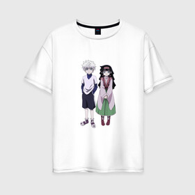 Женская футболка хлопок Oversize с принтом Killua Zoldyck,Mangaka Zoldyck в городе Новоалтайск, 100% хлопок | свободный крой, круглый ворот, спущенный рукав, длина до линии бедер
 | anime | bike | gon | hunter x hunter | killua | аниме | аниме парень | гон | килуа | мотоцикл | охотник против охотника | охотник х охотник