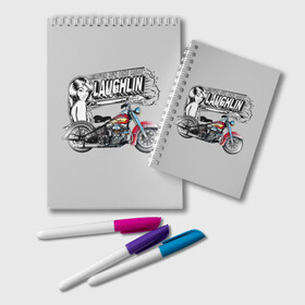 Блокнот с принтом Bike Rally Laughlin 2018 в городе Новоалтайск, 100% бумага | 48 листов, плотность листов — 60 г/м2, плотность картонной обложки — 250 г/м2. Листы скреплены удобной пружинной спиралью. Цвет линий — светло-серый
 | speed | байкеры | гонки | девушки | скорость