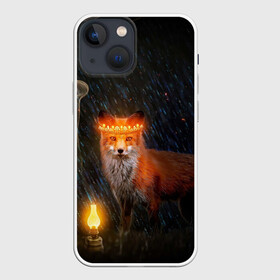 Чехол для iPhone 13 mini с принтом Лиса с огненной короной в городе Новоалтайск,  |  | fox | foxy | животное | звери | лиса | лисенок | лисичка | милая | рыжая | фокс