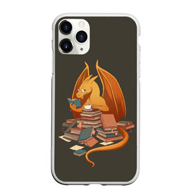 Чехол для iPhone 11 Pro матовый с принтом Book Dragon в городе Новоалтайск, Силикон |  | book | books | dragon | knowledge | professor | study | tea | wyvern | виверна | дракон | знания | книга | книги | книжный | профессор | чай