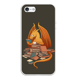 Чехол для iPhone 5/5S матовый с принтом Book Dragon в городе Новоалтайск, Силикон | Область печати: задняя сторона чехла, без боковых панелей | book | books | dragon | knowledge | professor | study | tea | wyvern | виверна | дракон | знания | книга | книги | книжный | профессор | чай