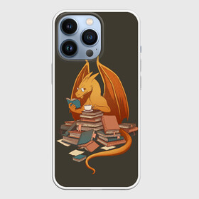 Чехол для iPhone 13 Pro с принтом Book Dragon в городе Новоалтайск,  |  | book | books | dragon | knowledge | professor | study | tea | wyvern | виверна | дракон | знания | книга | книги | книжный | профессор | чай