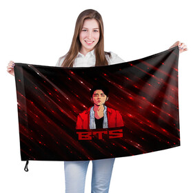 Флаг 3D с принтом BTS Red and black в городе Новоалтайск, 100% полиэстер | плотность ткани — 95 г/м2, размер — 67 х 109 см. Принт наносится с одной стороны | bts | k pop | kpop | rm | аниме | бтс | ви | джей хоуп | джонгук | кпоп | сюга | чимин | чин | япония